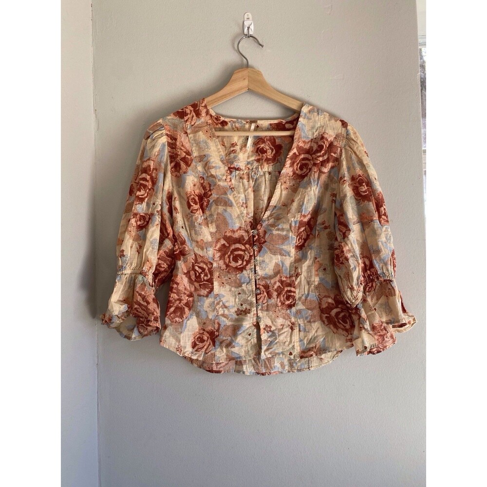 Free People Desert rose Blouse Size Small 100% Cotton